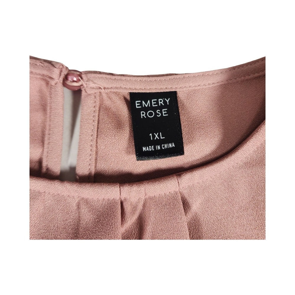 EMERY ROSE Mauve Pink Cutout Sleeve‎ Pleated Neckline Top Plus Size 1X - Picture 3 of 8